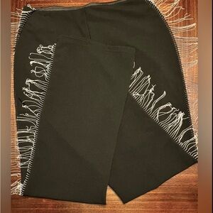 Black Pants with Beaded Fringe Detail